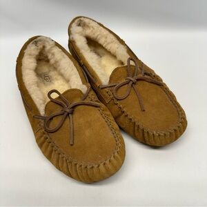 UGG Slippers Dakota Chestnut Brown Moccasin Womens Sz 6 Wool Suede Leather $110
